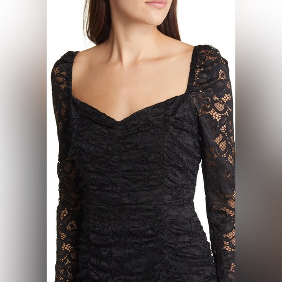 Sam Edelman Ruched Long Sleeve Lace Mini Dress - Picture 9 of 14